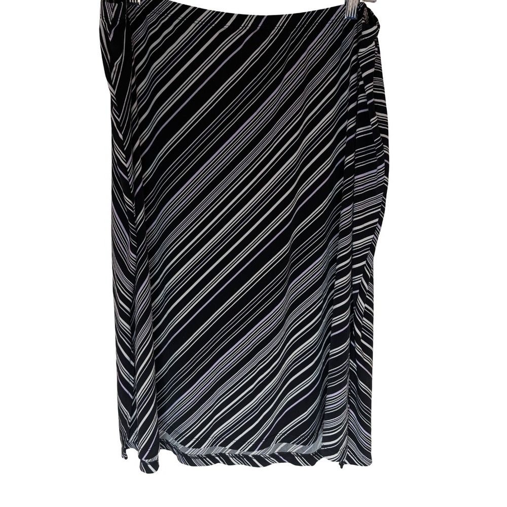 Merona Skirt Womens XXL Black White Purple Diagonal Stripe Elastic Waist Casual